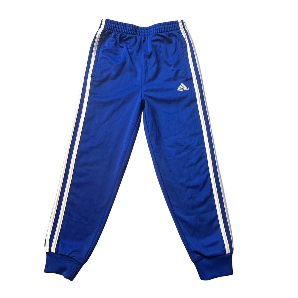 Adidas Pants Kids 6 Blue AG6185 Track Joggers 3-Stripe Elastic Waist Athletic